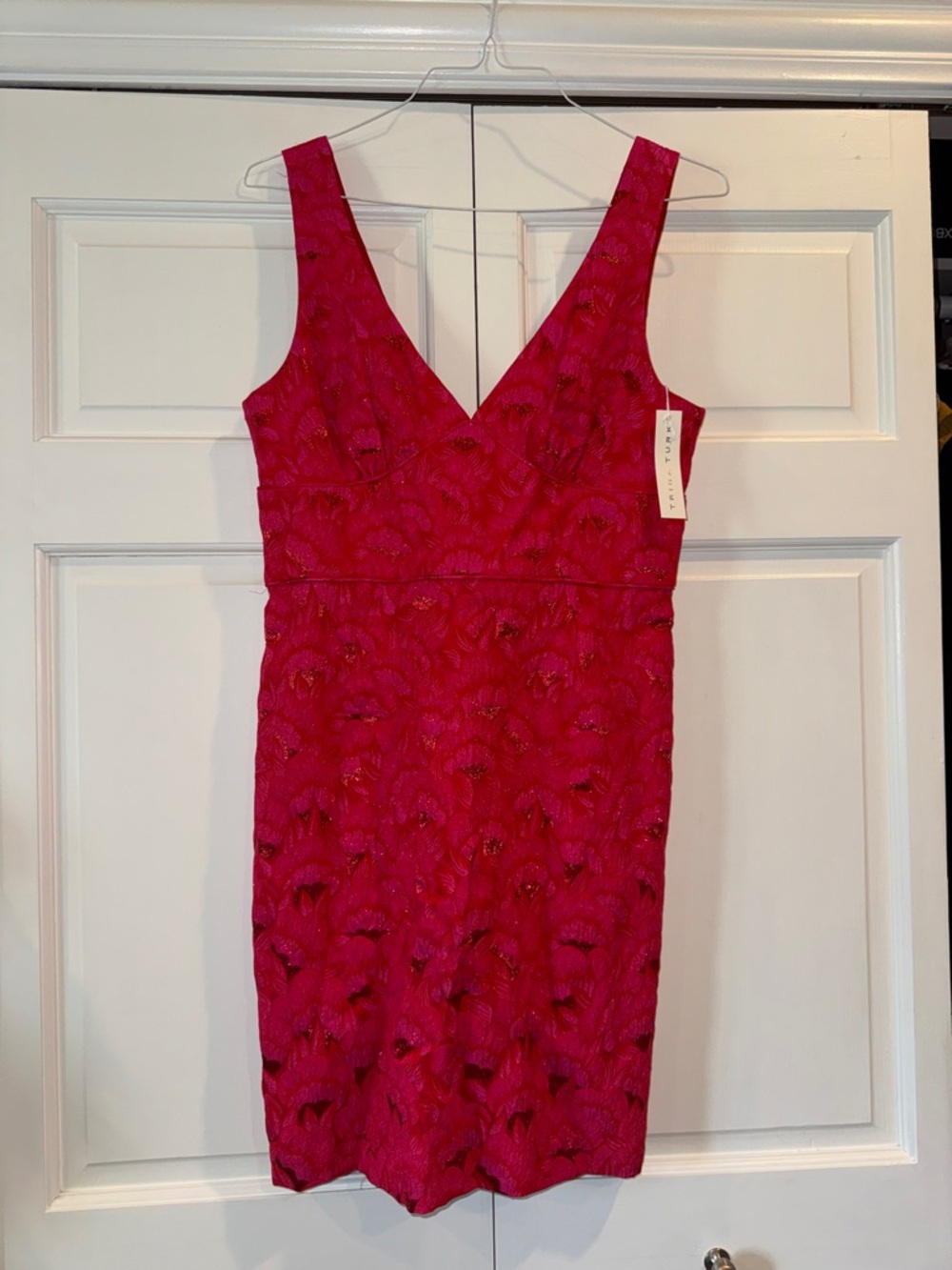 Trina Turk Sleeveless V-Neck Midi Dress in Hot Pink